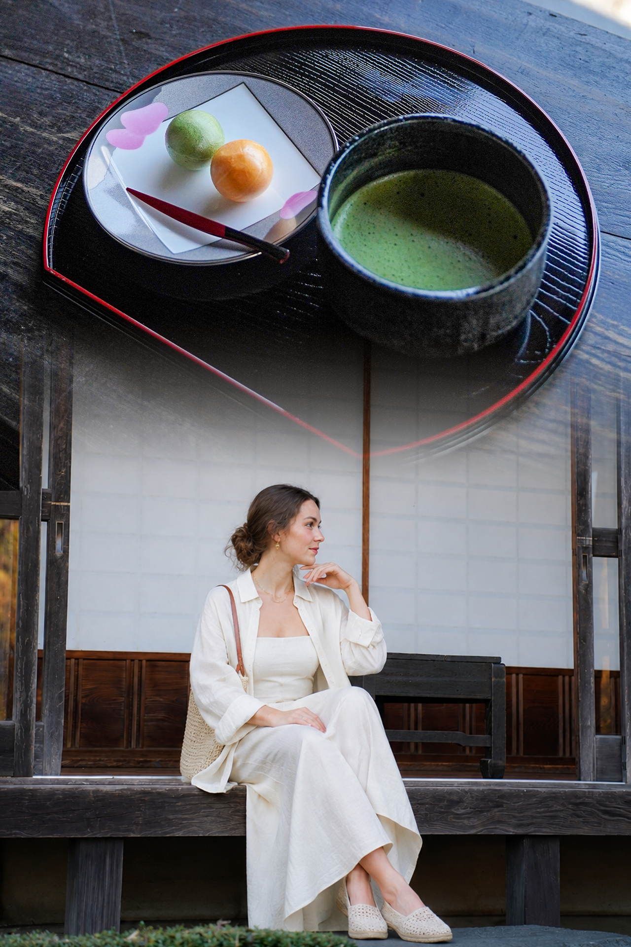 Matcha served during the Historic House Matcha & Photo Experience at Homon Kaikan